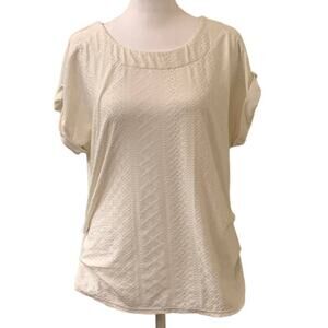 Luxology Women's White Short Sleeve Shirt with Button Accent. Size Small